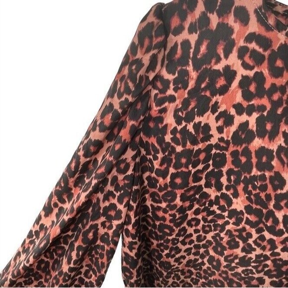 Gigi Parker Top Blouse Burlwood Leopard Boatneck Puffy Long-Sleeve Casual XL NEW - Picture 5 of 12